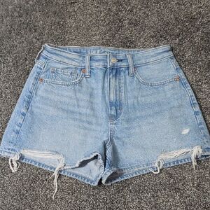 American Eagle Outfitters Light Wash Distressed High-Rise Denim Shorts
